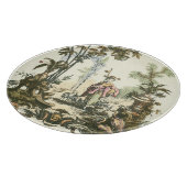 Aziatische tuin met vrouw en dieren snijplank (Hoek)