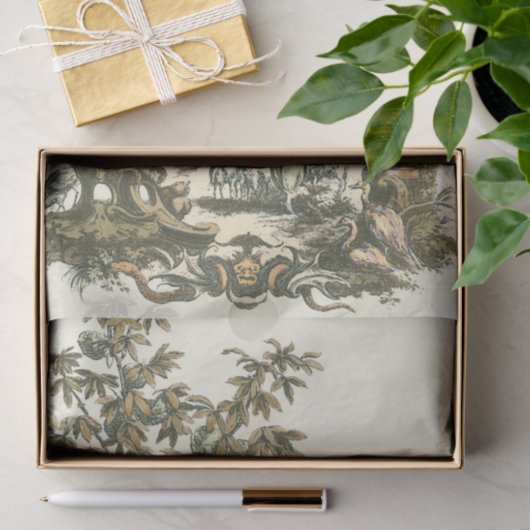 Aziatische tuin met vrouw en dieren tissuepapier (Geschenk)