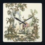 Aziatische tuin met vrouw en dieren vierkante klok<br><div class="desc">Een mooie Aziatische tuin vol dieren,  gevolgd door een waakzame vrouw. De scène doet denken aan de tuin van Eden,  compleet met een slang die in de voorgrond glijdt. Een perfect cadeau voor de wereldbedeelde persoon in je leven!</div>