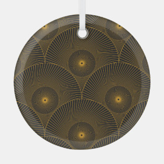 Aziatische veren: goud-zwart naadloos. glas ornament