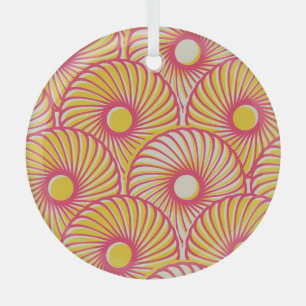 Aziatische veren, oranje-rode schubben, naadloos. glas ornament