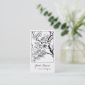 Aziatische Visitekaartjes voor zwart/wit Floral on (Staand voorkant)