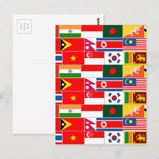 Aziatische vlaggen briefkaart (Voorkant / Achterkant)