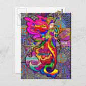 Aziatische vlindervrouw briefkaart (Voorkant / Achterkant)