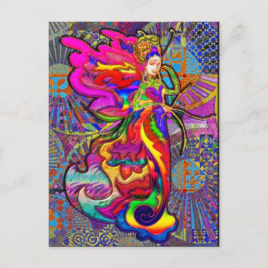 Aziatische vlindervrouw briefkaart (Voorkant)