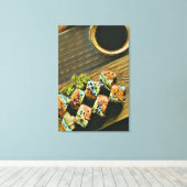 Aziatische voedselsushi canvas afdruk (Insitu (Houten vloer))