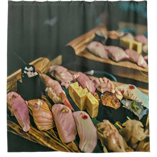 Aziatische voedselsushi douchegordijn (Voorkant)