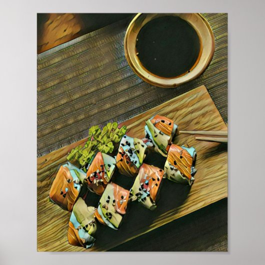 Aziatische voedselsushi poster (Voorkant)