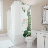 Aziatische voetgangersdieren bloemen wolkenkrabben douchegordijn (In situ)