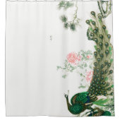 Aziatische voetgangersdieren bloemen wolkenkrabben douchegordijn (Voorkant)