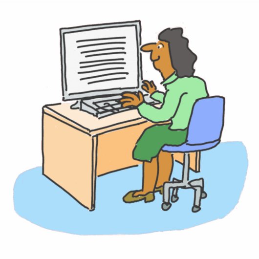 Aziatische vrouw die werkt bij een computer sticke sticker (Voorkant)