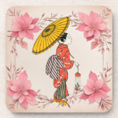 Aziatische Vrouw Drank Coaster Bier Onderzetter (Voorkant)