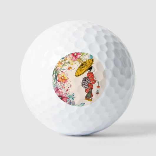 Aziatische vrouw golfbal golfballen (Voorkant)