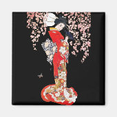 Aziatische vrouw met Cherry Blossom Night Magneet (Voorkant)