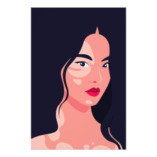 Aziatische Vrouw Portret Vitiligo Schoonheid Vecto Foto Afdruk