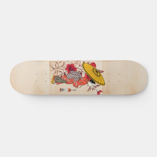 Aziatische vrouw skateboard (Horizontaal)