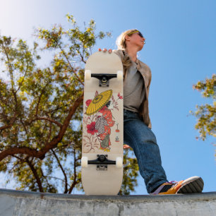 Aziatische vrouw skateboard