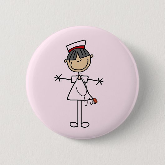 Aziatische Vrouw Stick Figuur T Verpleegbare T-shi Ronde Button 5,7 Cm (Voorkant)