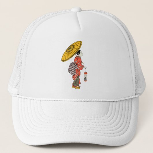 Aziatische Vrouw Trucker Hoed Pet (Voorkant)