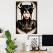 Aziatische vrouwen demon Lord | AI Art Poster (Thuiskantoor)