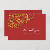 Aziatische werveling bruiloft bedankje bedankkaart (Voorkant / Achterkant)