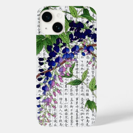 Aziatische Wisteria Wistaria op Kanji achtergrond Case-Mate iPhone Case (Achterkant)