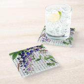 Aziatische Wisteria Wistaria op Kanji achtergrond Glazen Onderzetter (Schuin)