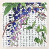 Aziatische Wisteria Wistaria op Kanji achtergrond Glazen Onderzetter (Voorkant)
