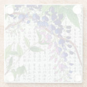 Aziatische Wisteria Wistaria op Kanji achtergrond Glazen Onderzetter (Achterkant)