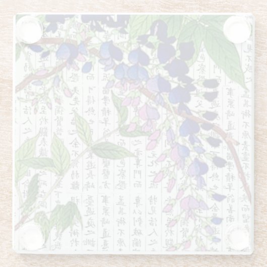 Aziatische Wisteria Wistaria op Kanji achtergrond Glazen Onderzetter (Achterkant)