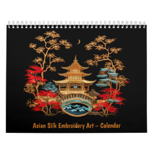 Aziatische Zijde Borduurwerk Kunst – Kalender