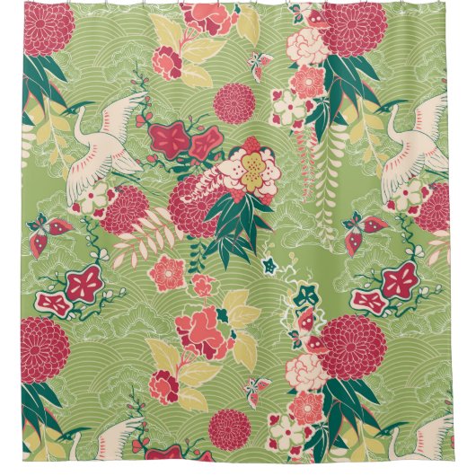 Aziatische zijde douchegordijn (Voorkant)