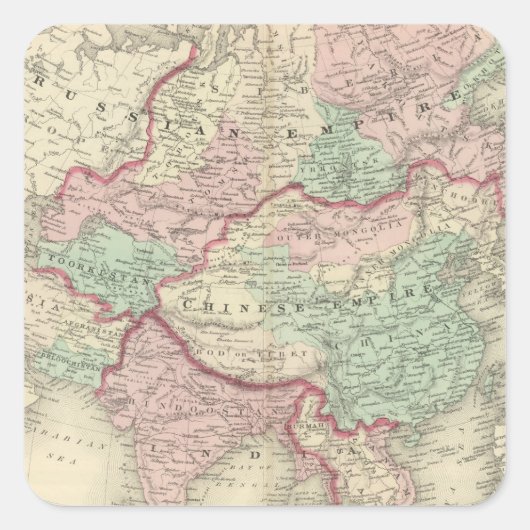 Azië 19 vierkante sticker (Voorkant)