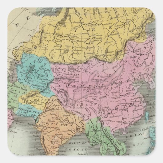 Azië 26 vierkante sticker (Voorkant)