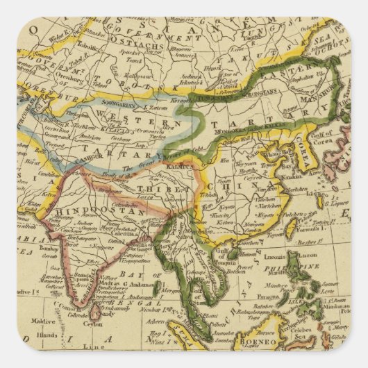 Azië 27 vierkante sticker (Voorkant)