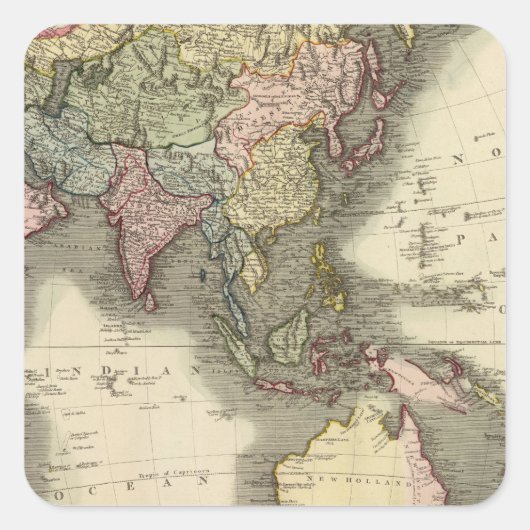 Azië 28 vierkante sticker (Voorkant)