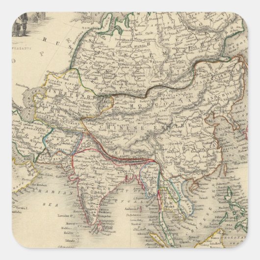 Azië 31 vierkante sticker (Voorkant)