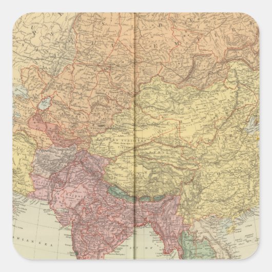 Azië 34 vierkante sticker (Voorkant)