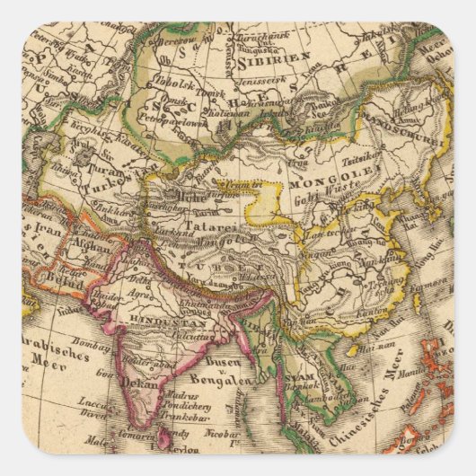 Azië 3 vierkante sticker (Voorkant)