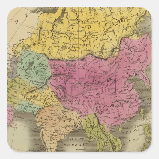 Azië 8 vierkante sticker (Voorkant)