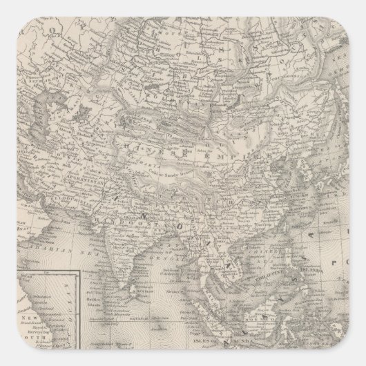 Azië 9 vierkante sticker (Voorkant)