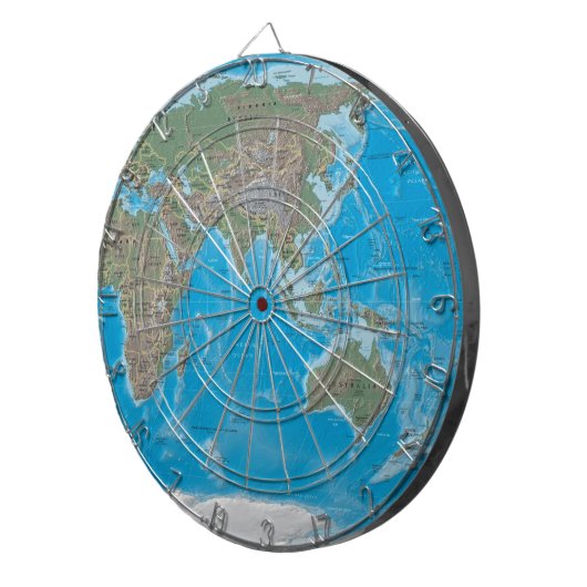Azië, Australië en het Dartboard van de Wereldkaar Dartbord (Voorkant Rechts)