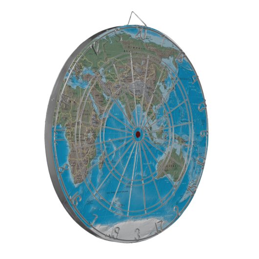 Azië, Australië en het Dartboard van de Wereldkaar Dartbord (Voorkant Links)