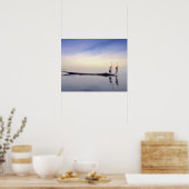 Azië, Birma, (Myanmar) Gevist boot weerkaatst op Poster (Keuken)