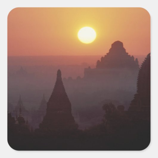 Azië, Birma, (Myanmar), Pagan (Bagan) De tempel Vierkante Sticker (Voorkant)