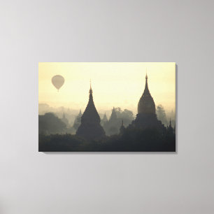 Azië, Birma, (Myanmar), Pagan (Bagan) Heete Lucht Canvas Afdruk