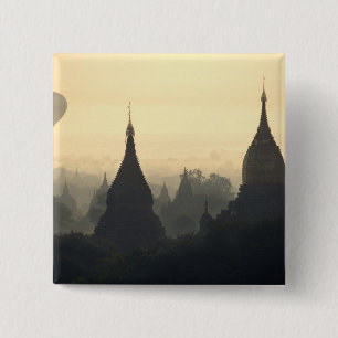 Azië, Birma, (Myanmar), Pagan (Bagan) Heete Lucht Vierkante Button 5,1 Cm