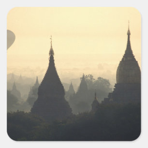 Azië, Birma, (Myanmar), Pagan (Bagan) Heete Lucht Vierkante Sticker