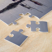 Azië, Birma, (Myanmar) Vissersboot weerspiegeld op Legpuzzel (Zijkant)