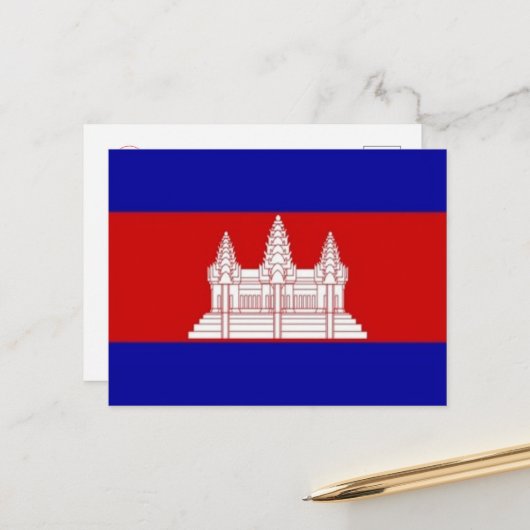 Azië - Cambodja - Cambodjaanse vlag - Briefkaart (Voorkant / Achterkant in situ)